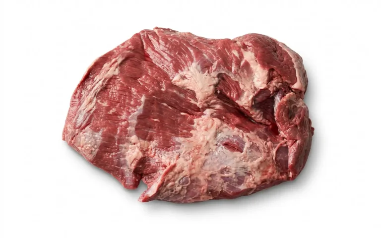 Rauwe brisket (runderborst) van grasgevoerd rund van Erfgoed Bossem op een witte achtergrond.